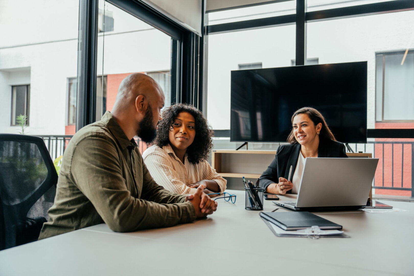Office discussion around a table