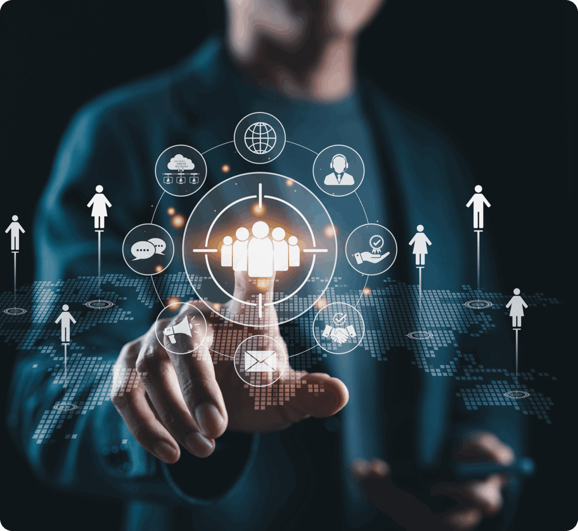 Person interacting with virtual technology