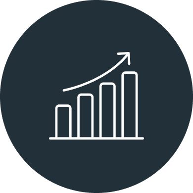 Bar chart with upward arrow